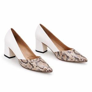 Cartelo Snake Print Leather Block Heels 6